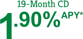 1.90%APR*, 19-Month CD